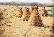 Charles Angrand Hay ricks in Normandy France oil painting artist